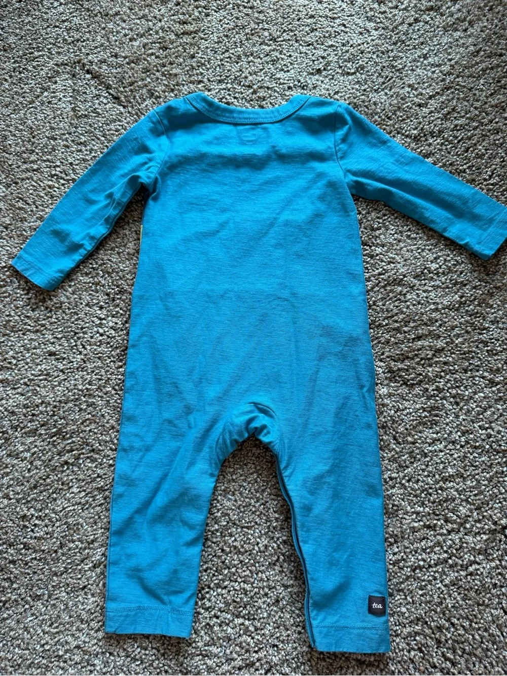 TEA COLLECTION Long Sleeve Pocket Baby Romper in Blue Stripe